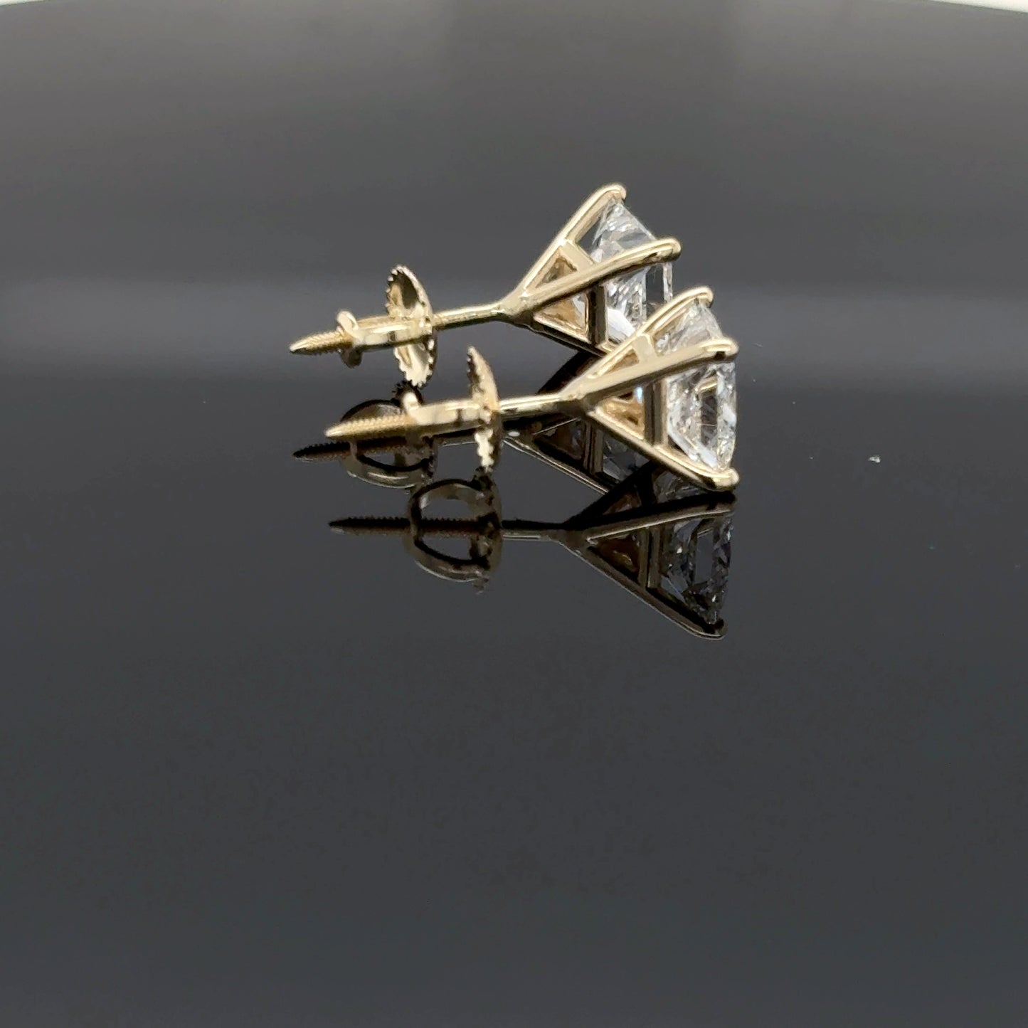 14kt Yellow Gold Princess Cut Lab Grown Diamond Studs (Screwback)