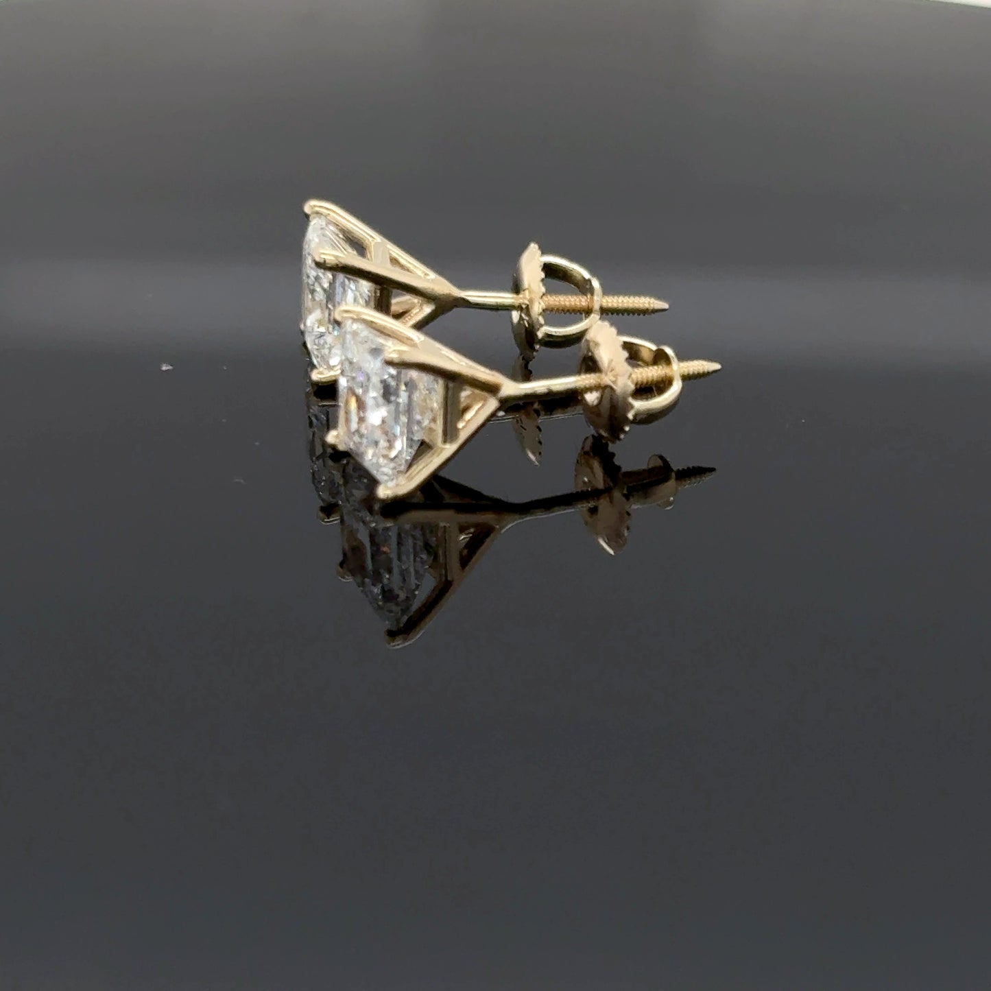 14kt Yellow Gold Princess Cut Lab Grown Diamond Studs (Screwback)