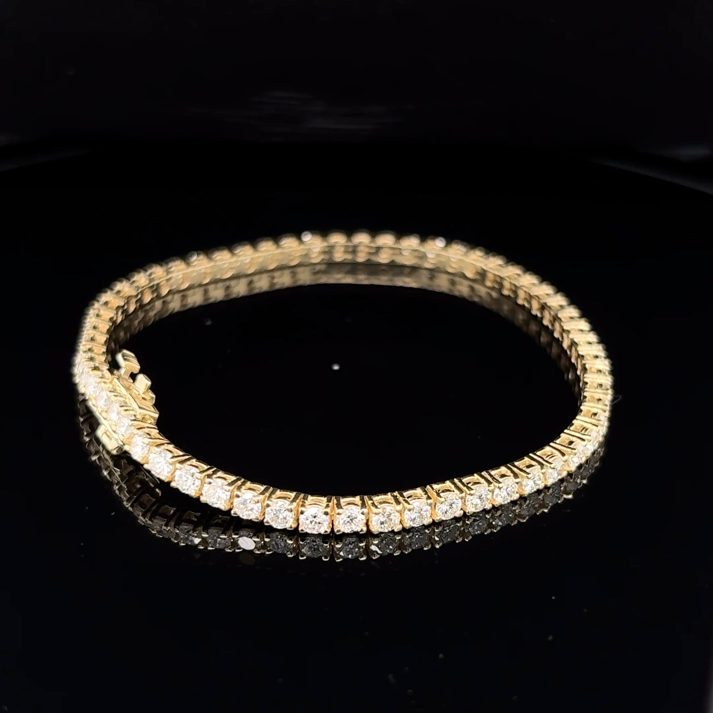 14kt Yellow Gold Round Lab Grown Tennis Bracelet