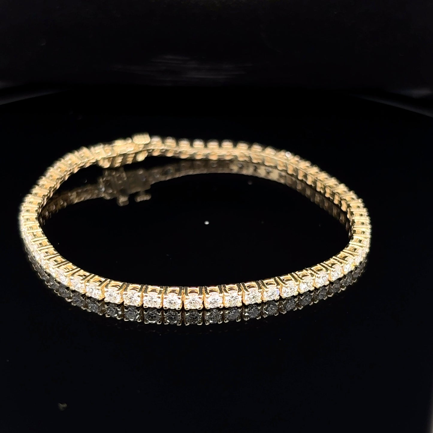 14kt Yellow Gold Round Lab Grown Tennis Bracelet