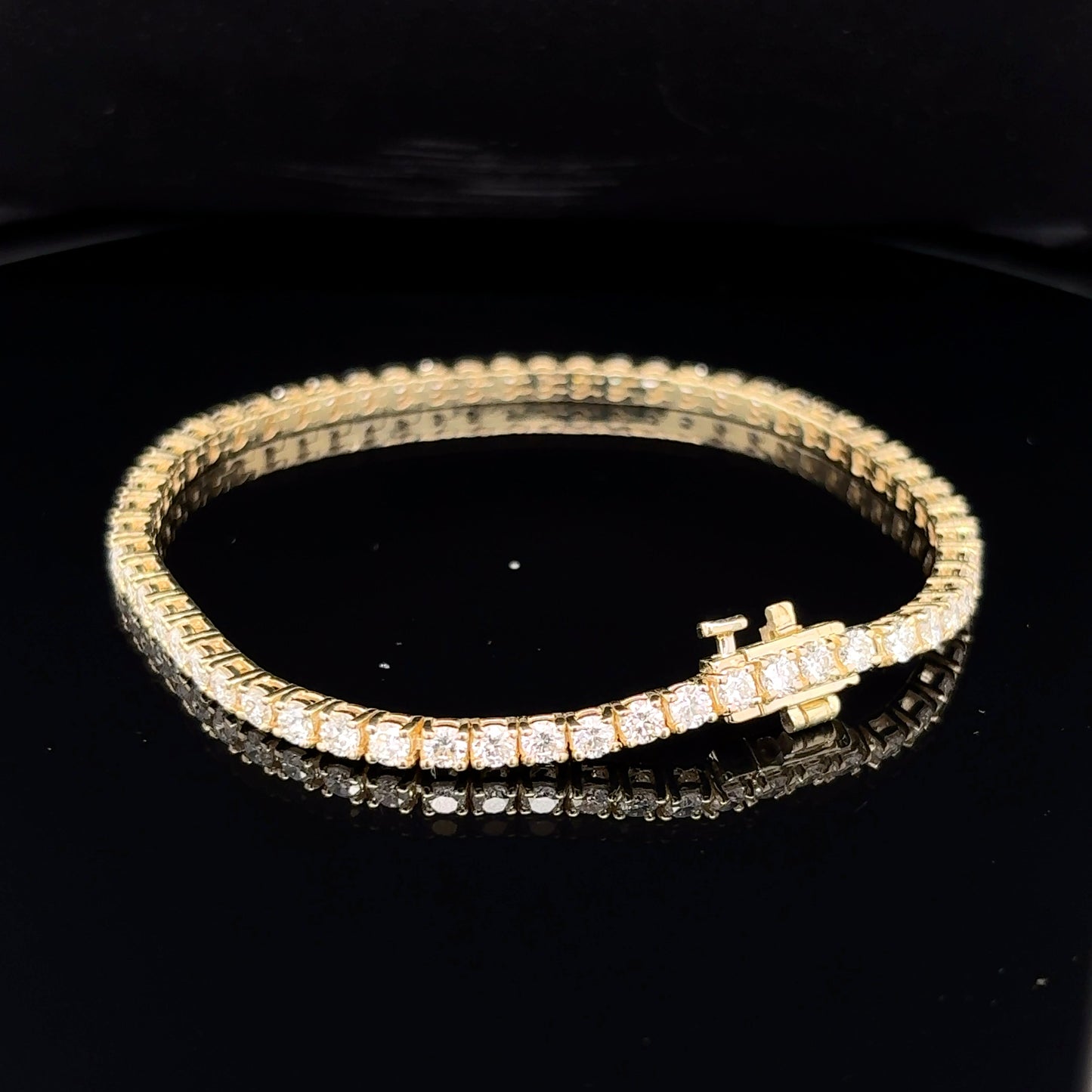 14kt Yellow Gold Round Lab Grown Tennis Bracelet