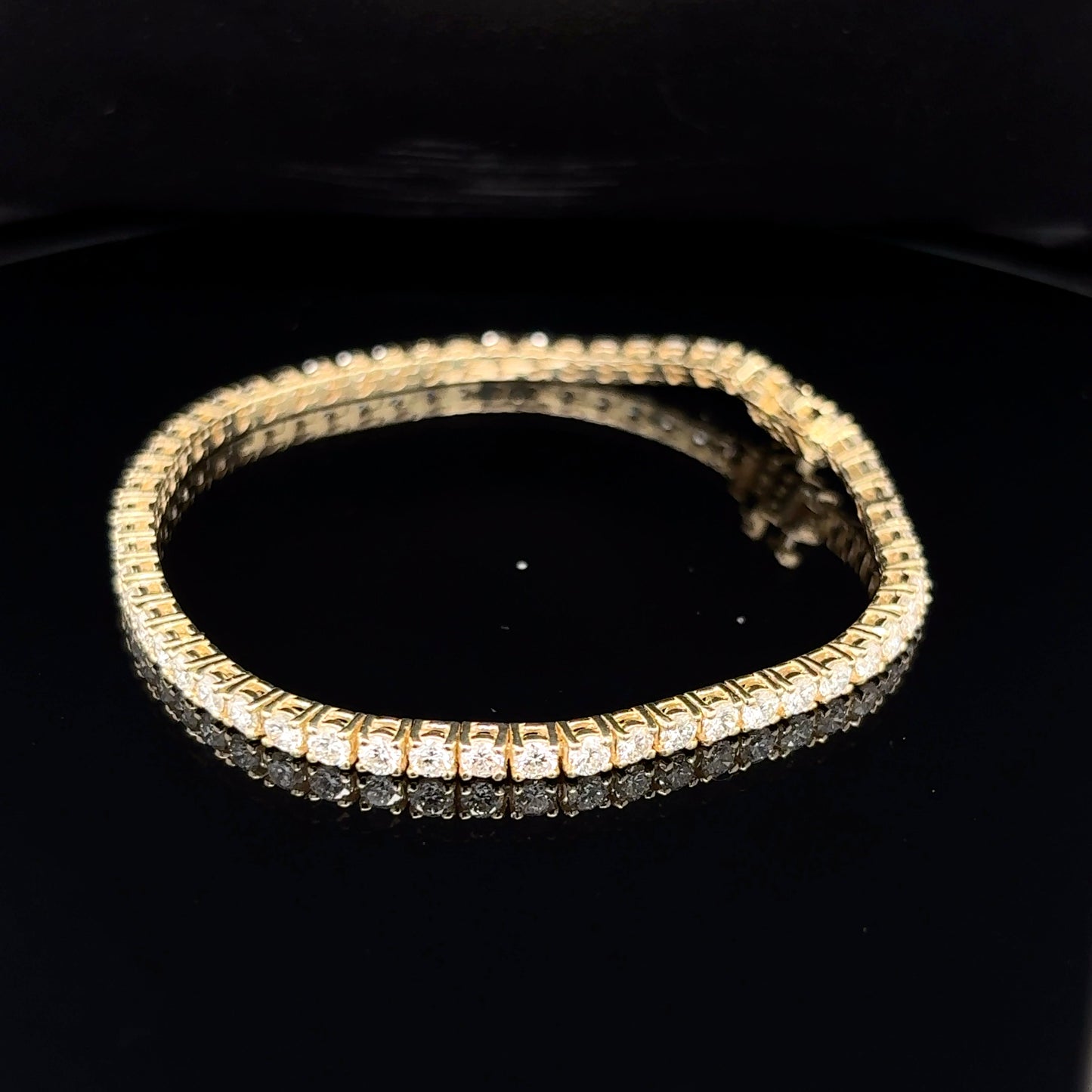 14kt Yellow Gold Round Lab Grown Tennis Bracelet